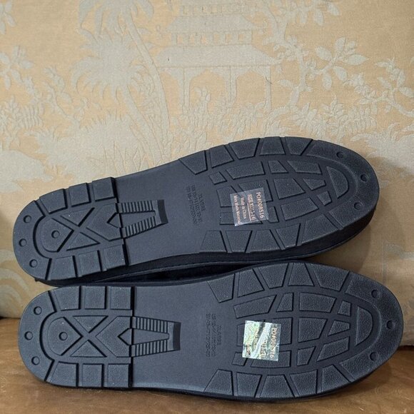 Vance XL Wheeler Black Suede Slip-On House Slippers Non-Slip Rubber Sole Stitch - Picture 5 of 10